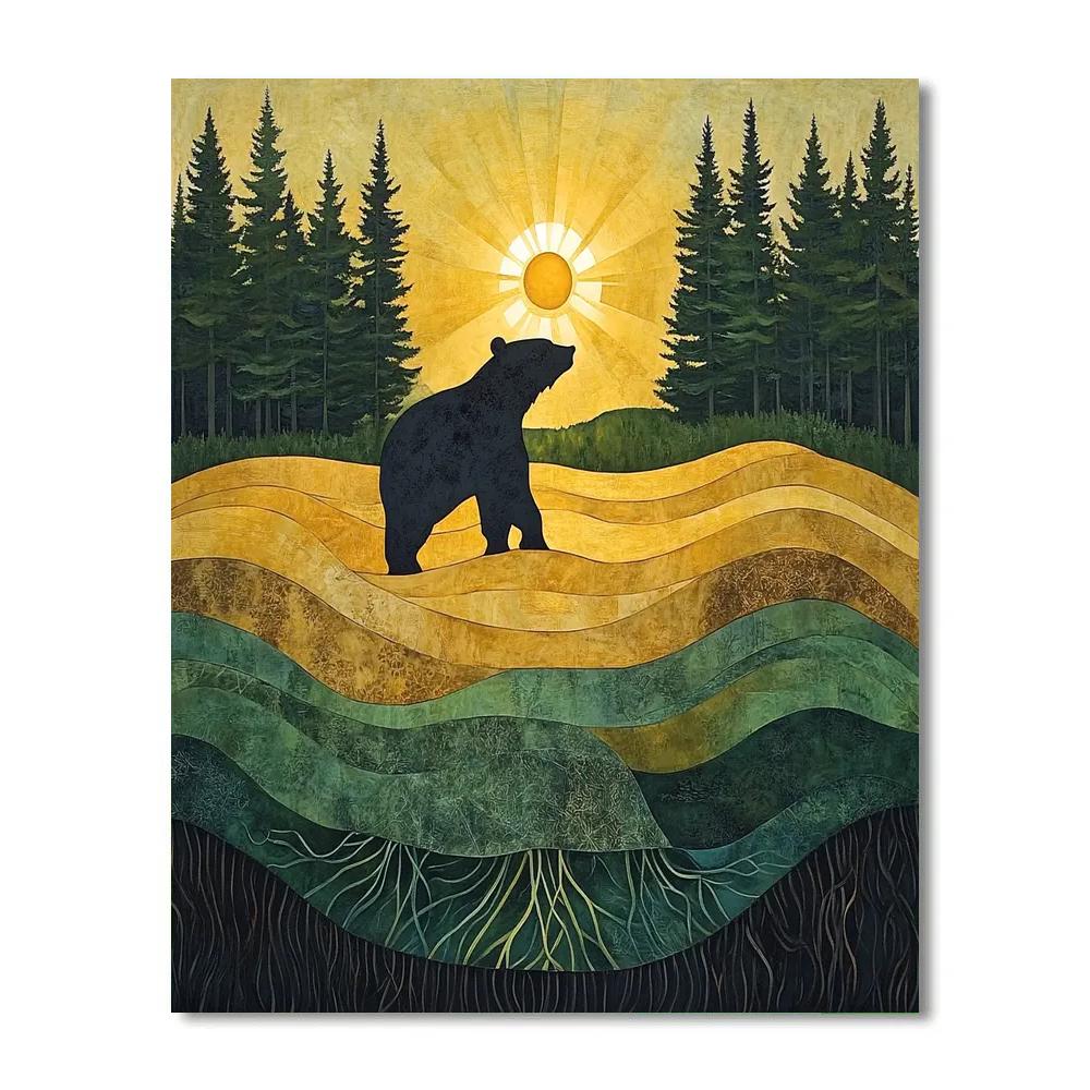 Norval Morrisseau Inspired Bear Of The Morning Sun paint by number