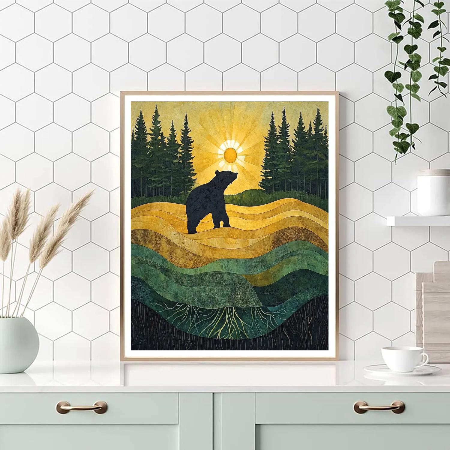 Norval Morrisseau Inspired Bear Of The Morning Sun paint by number