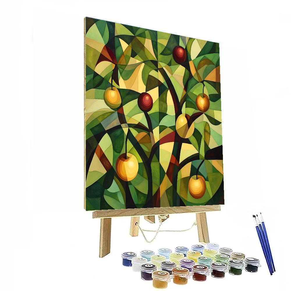 Pablo Picasso Inspired Fractured Cubist Orchard Number painting