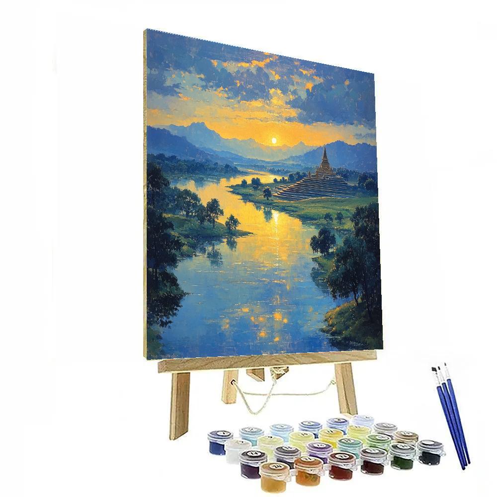 Raphael Inspired Luminous Horizon And Distant Temple Paint by numbers art