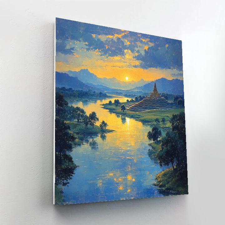 Raphael Inspired Luminous Horizon And Distant Temple Paint by numbers art