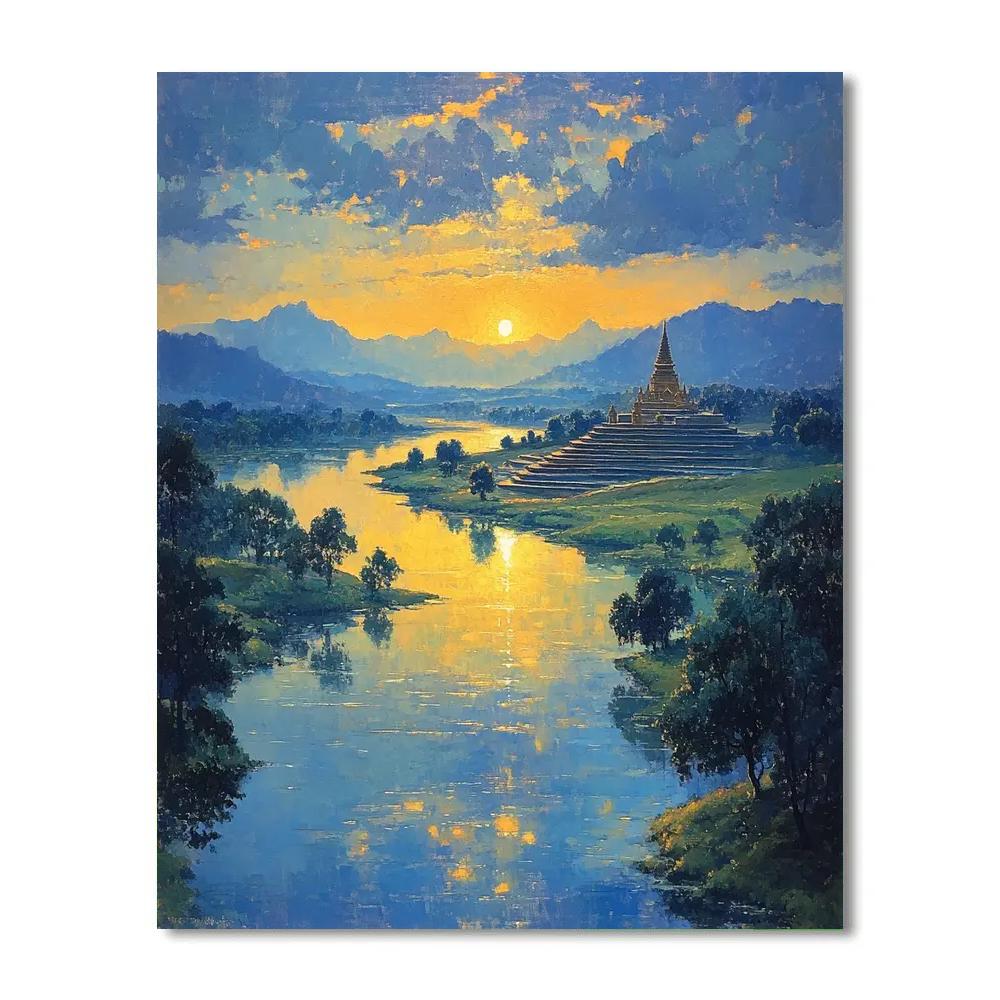 Raphael Inspired Luminous Horizon And Distant Temple Paint by numbers art