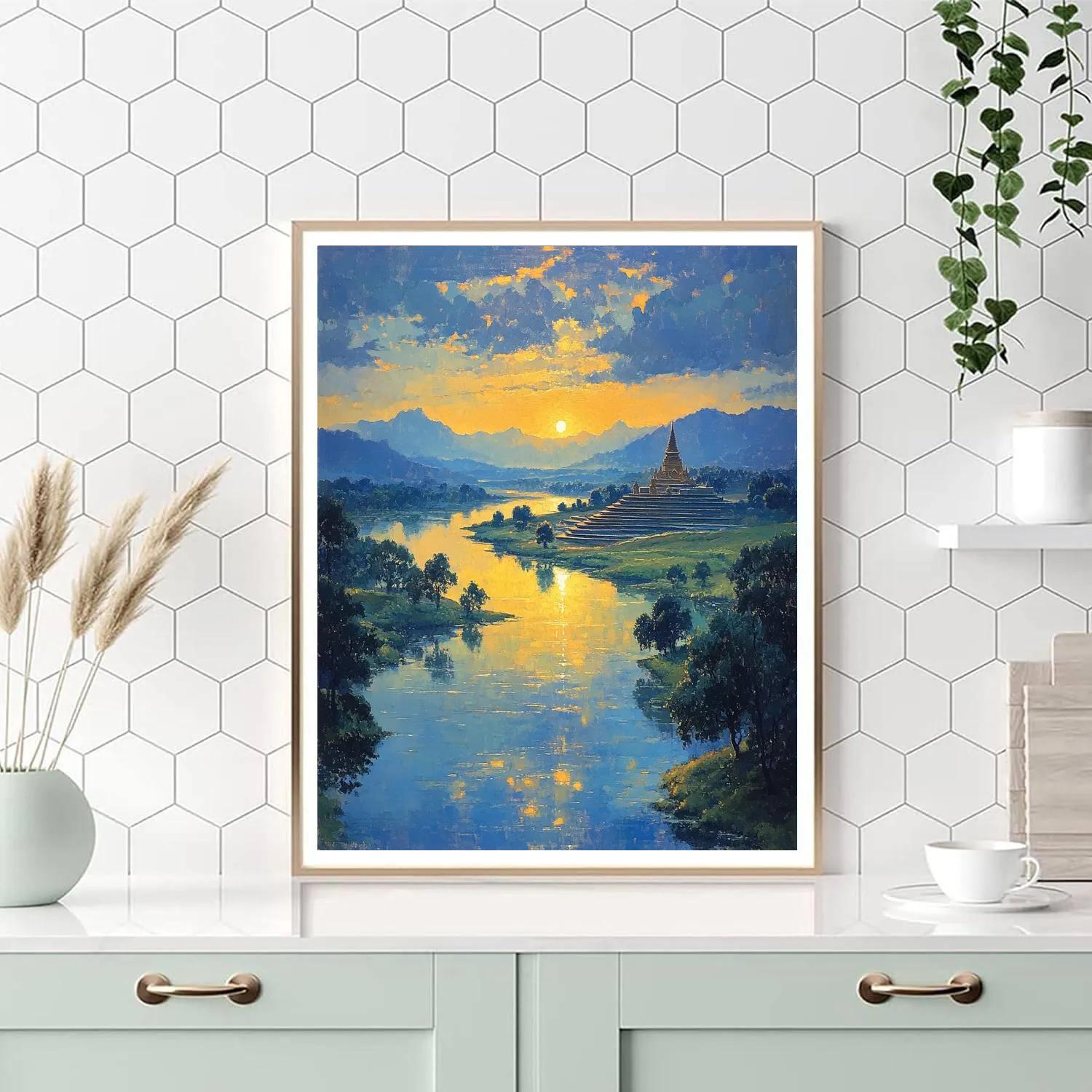 Raphael Inspired Luminous Horizon And Distant Temple Paint by numbers art