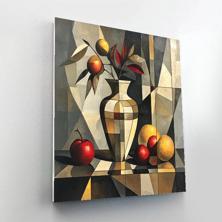 Pablo Picasso Inspired Symbolic Cubist Still Life With Vase And Fruit Number painting