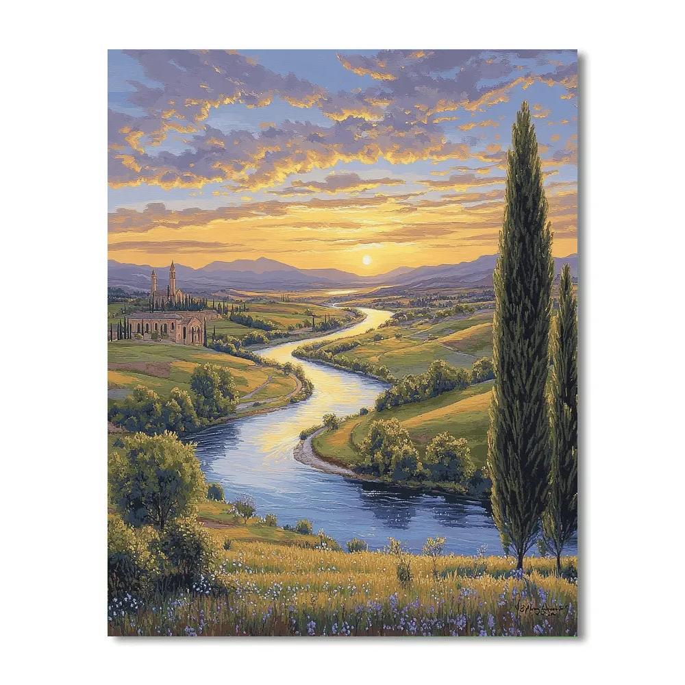 Raphael Inspired Luminous Renaissance Riverbend Paint by numbers art