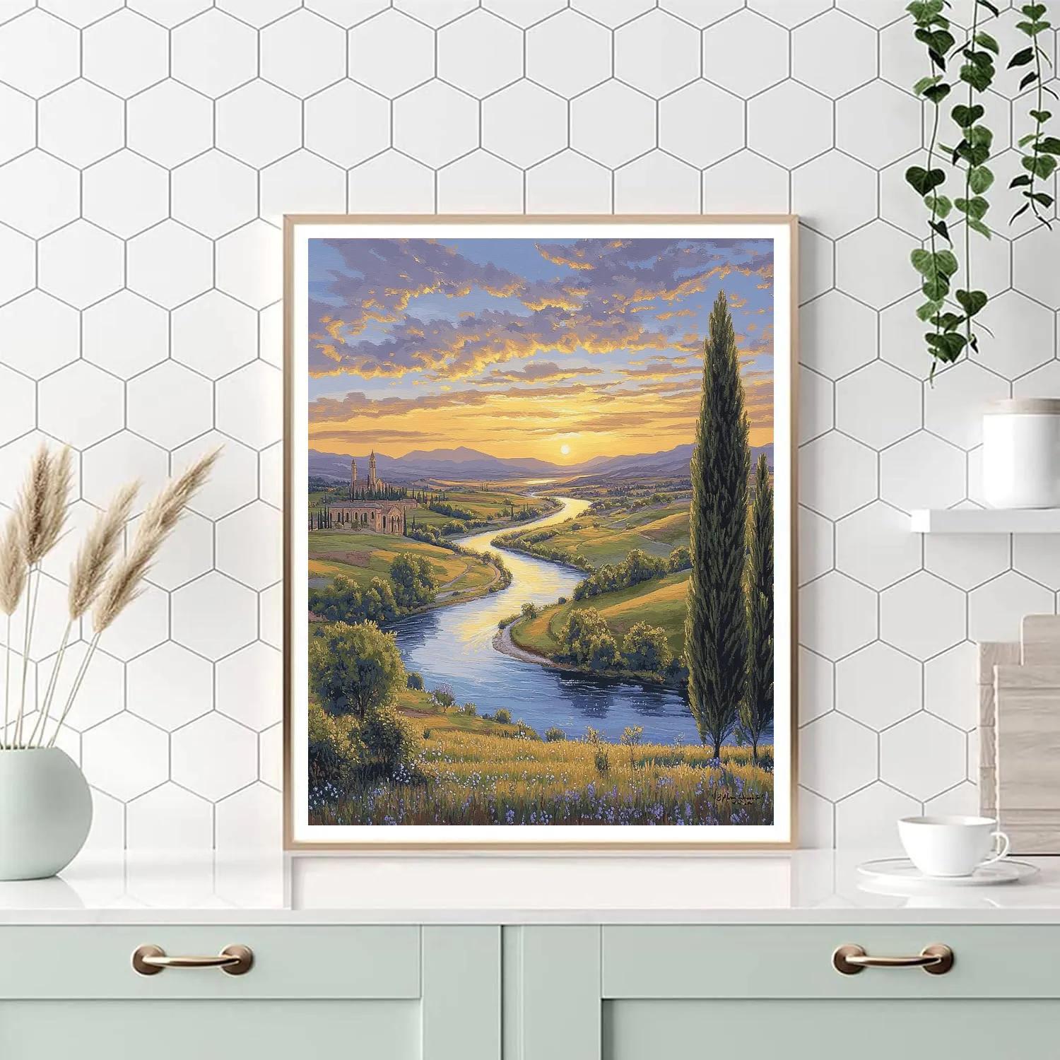 Raphael Inspired Luminous Renaissance Riverbend Paint by numbers art