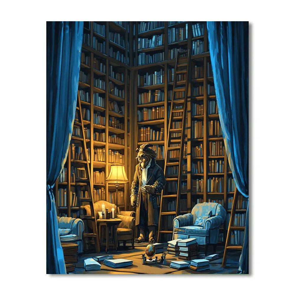 Beast Library Night painting number kit