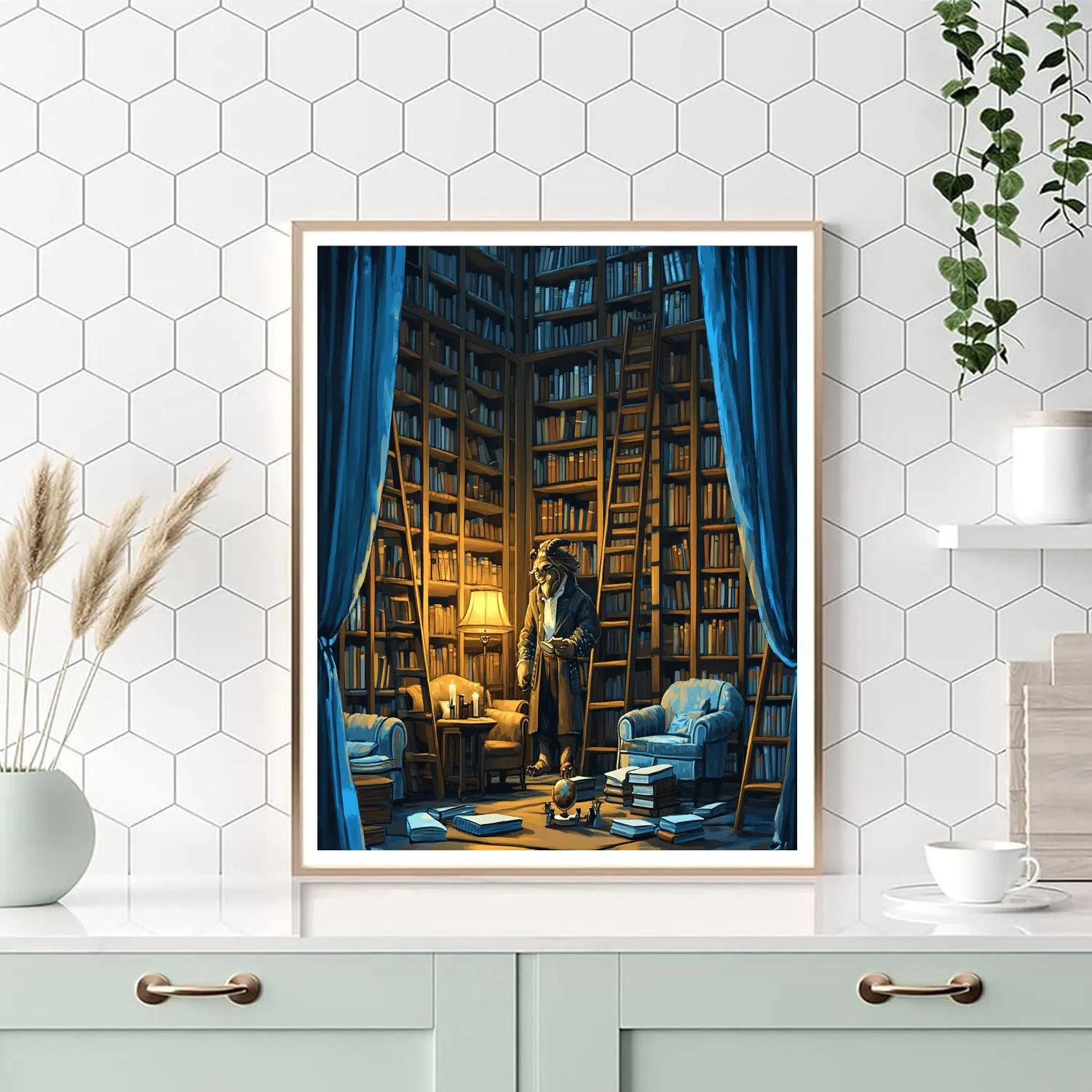 Beast Library Night painting number kit