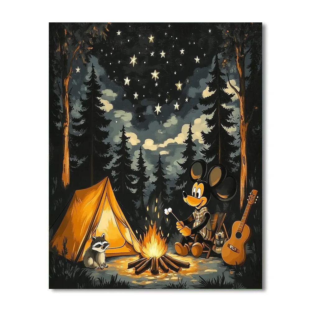 Goofy Camping Night Numbered painting kits