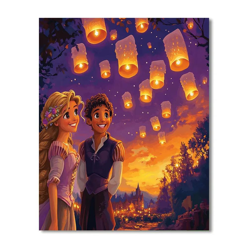 Rapunzel Lantern Festival Glow paint by numbers