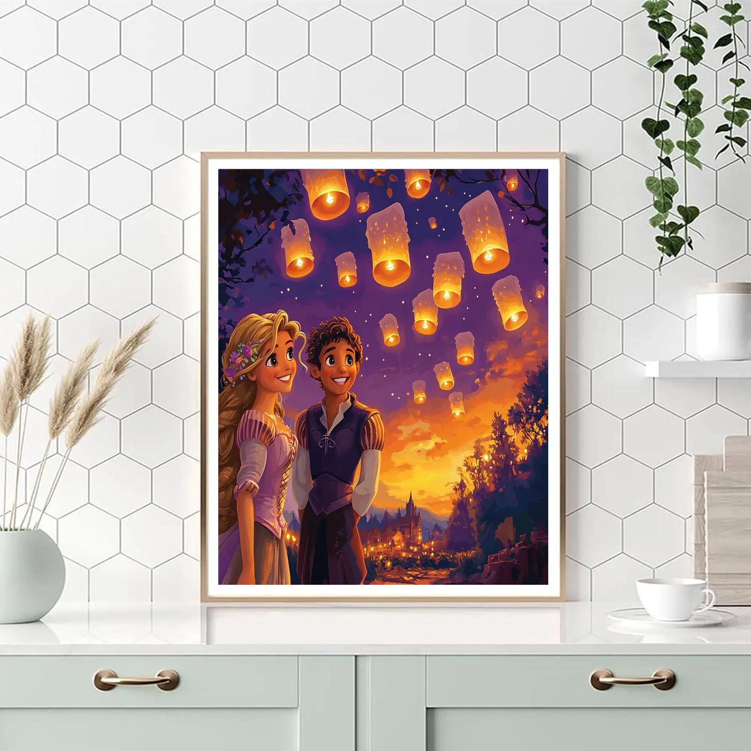 Rapunzel Lantern Festival Glow paint by numbers
