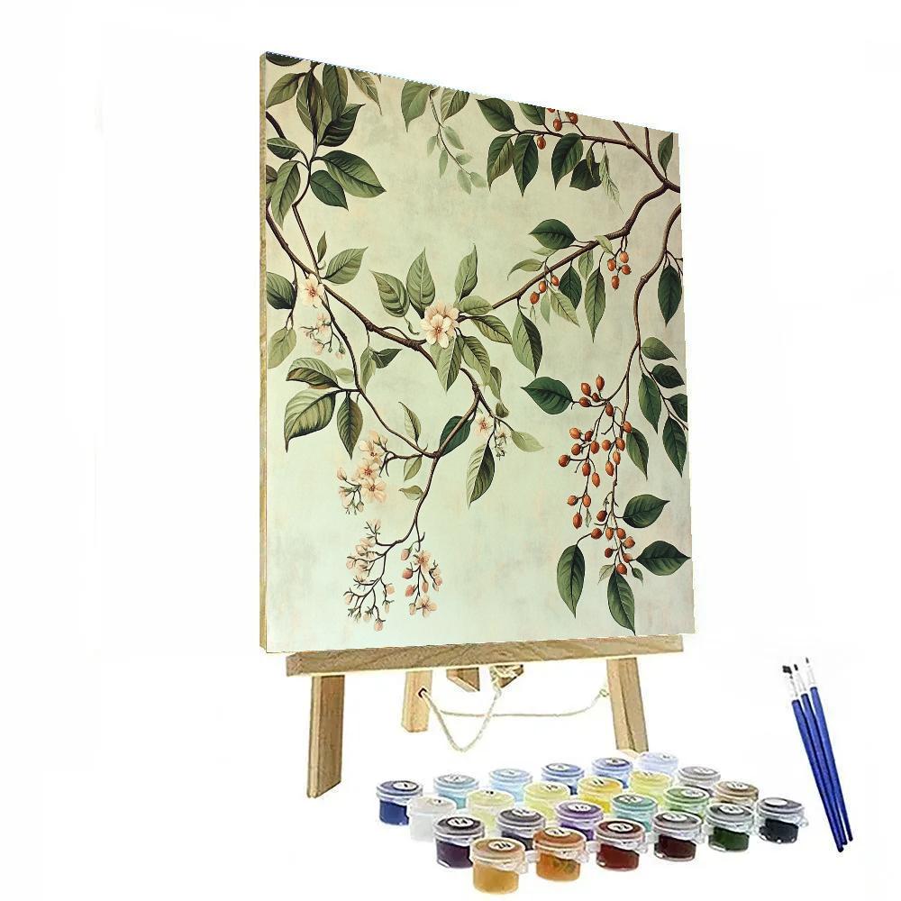Leonardo Da Vinci Inspired Interwoven Botanical Garden paint by numbers