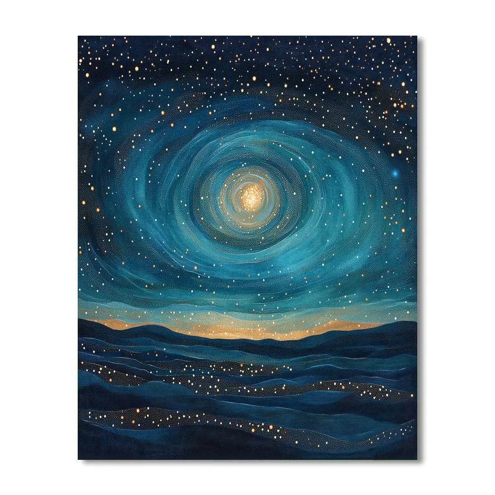 Georges Seurat Inspired Celestial Nebula Study paint by numbers