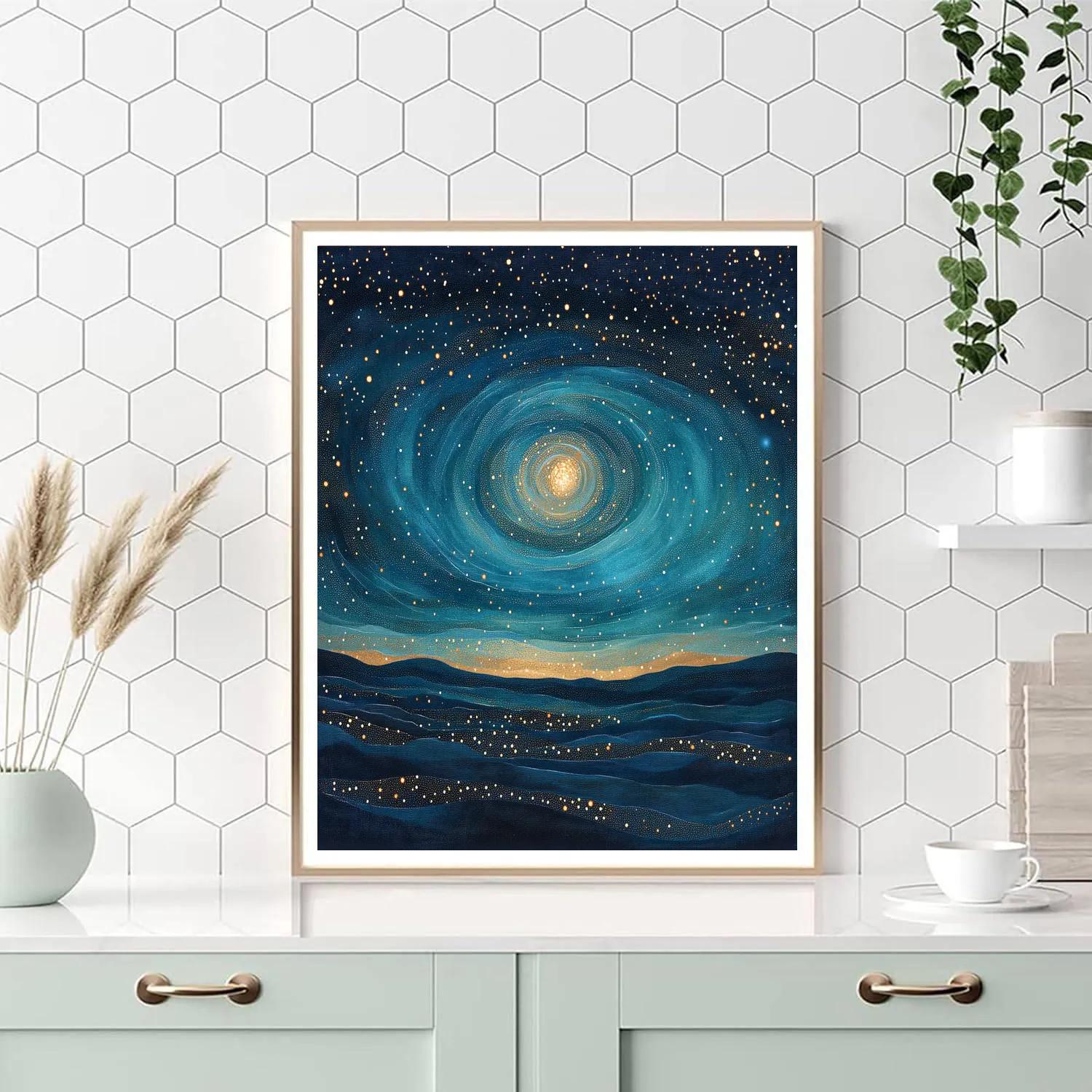 Georges Seurat Inspired Celestial Nebula Study paint by numbers