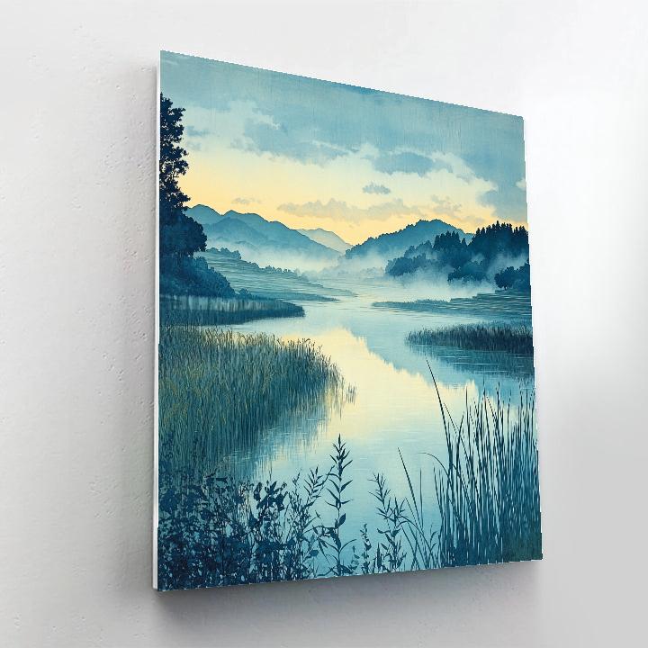 Hiroshige Inspired Misty River At Dawn paint by numbers