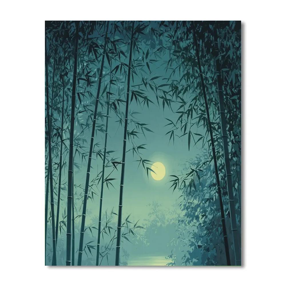 Hiroshige Inspired Moonlit Bamboo Grove DIY paint by numbers
