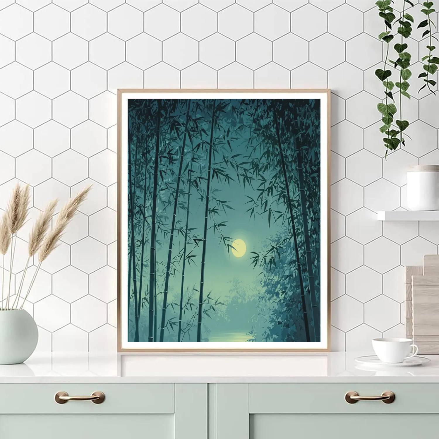 Hiroshige Inspired Moonlit Bamboo Grove DIY paint by numbers