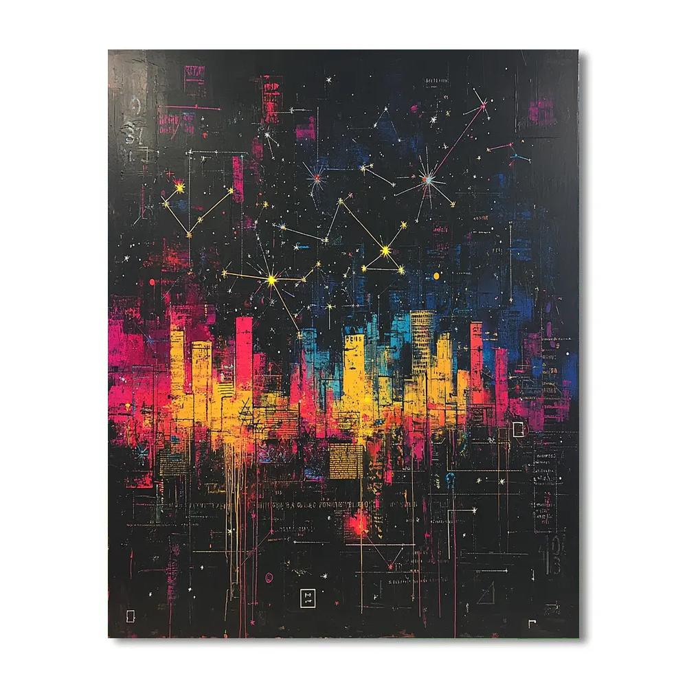 Jean-Michel Basquiat Inspired Urban Cosmos Galactic Painting by numbers kit