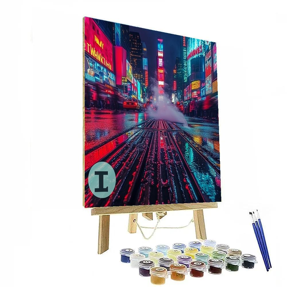 Neon Tapestry At Times Square New York City United States Painting by numbers kit