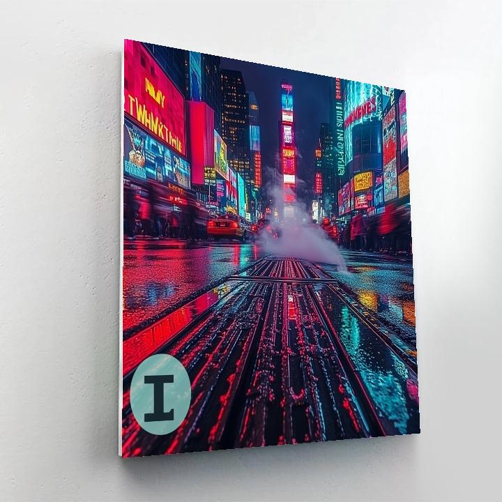 Neon Tapestry At Times Square New York City United States Painting by numbers kit