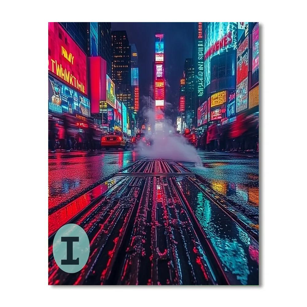Neon Tapestry At Times Square New York City United States Painting by numbers kit