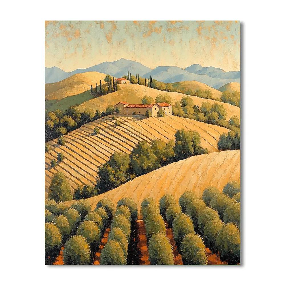 Paul Cézanne Inspired Mediterranean Hillscape paint by number
