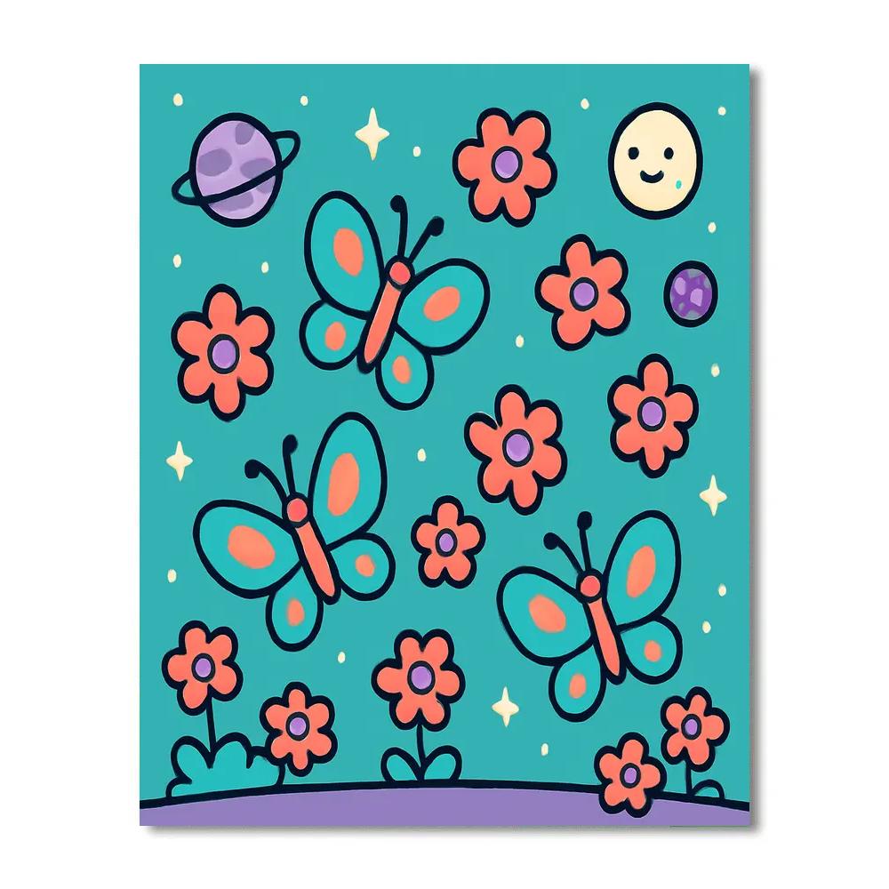 Galactic Butterfly Garden paint by color