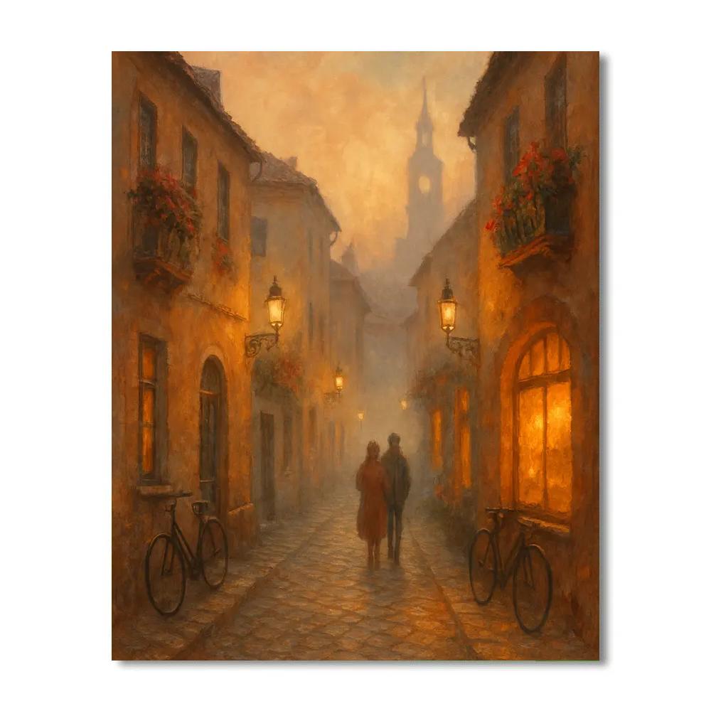 Sunset Lane In Cozy Painterly Hues paint by number