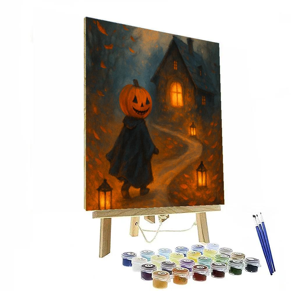 Moonlit Pumpkin Pathway Number painting