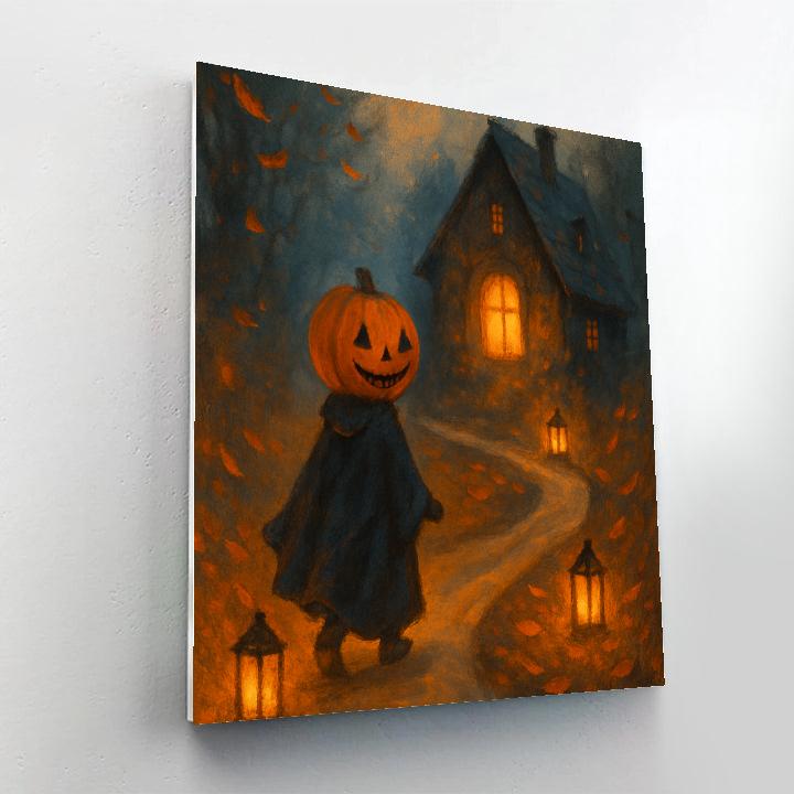 Moonlit Pumpkin Pathway Number painting