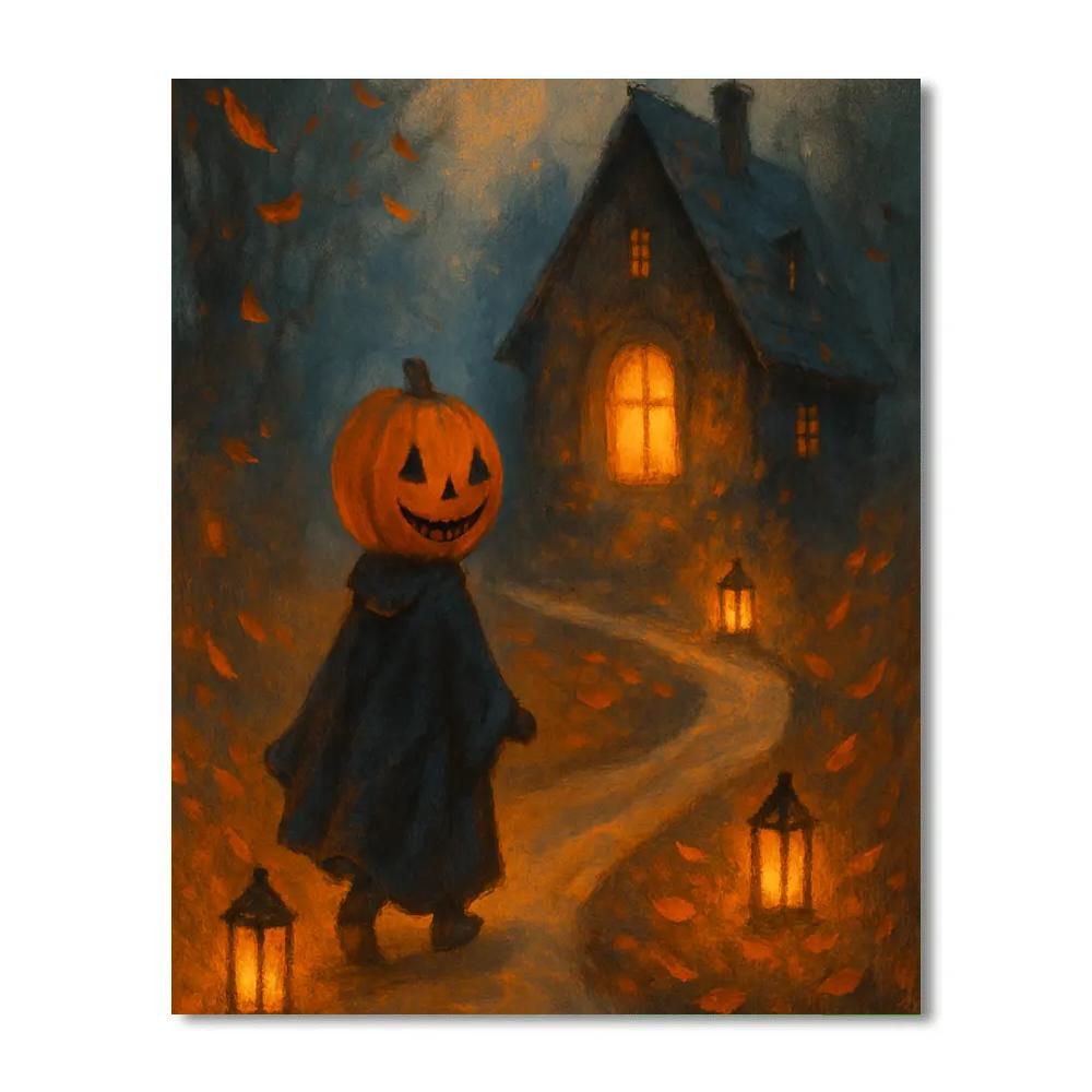 Moonlit Pumpkin Pathway Number painting