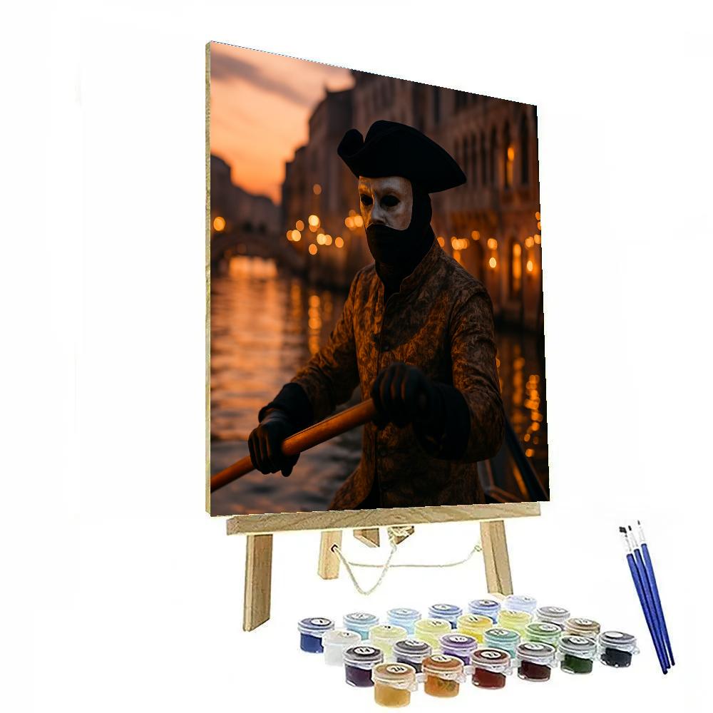 Venetian Carnival Masked Gondolier DIY paint by numbers