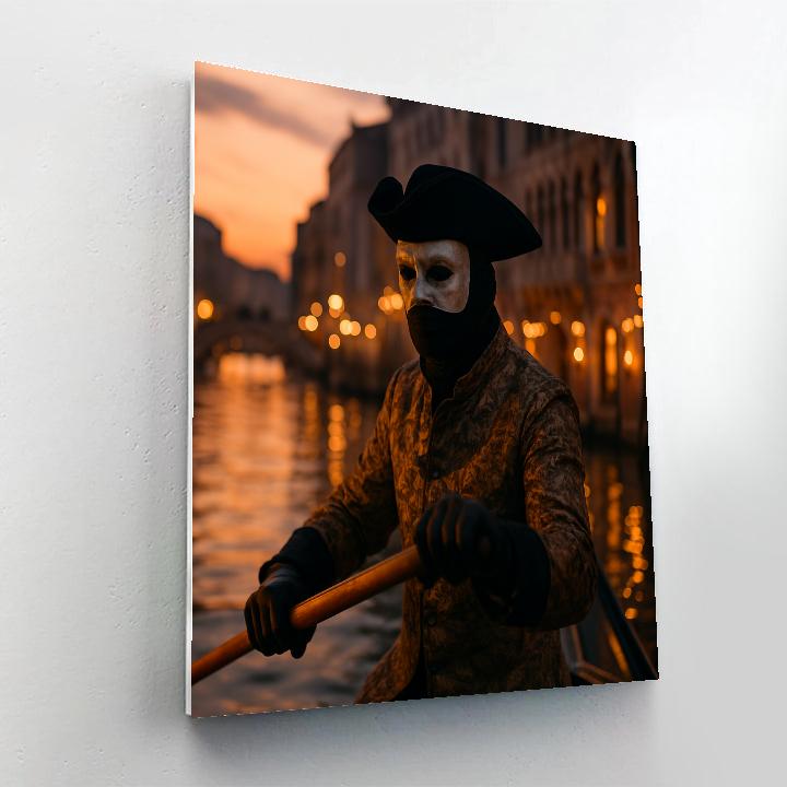 Venetian Carnival Masked Gondolier DIY paint by numbers