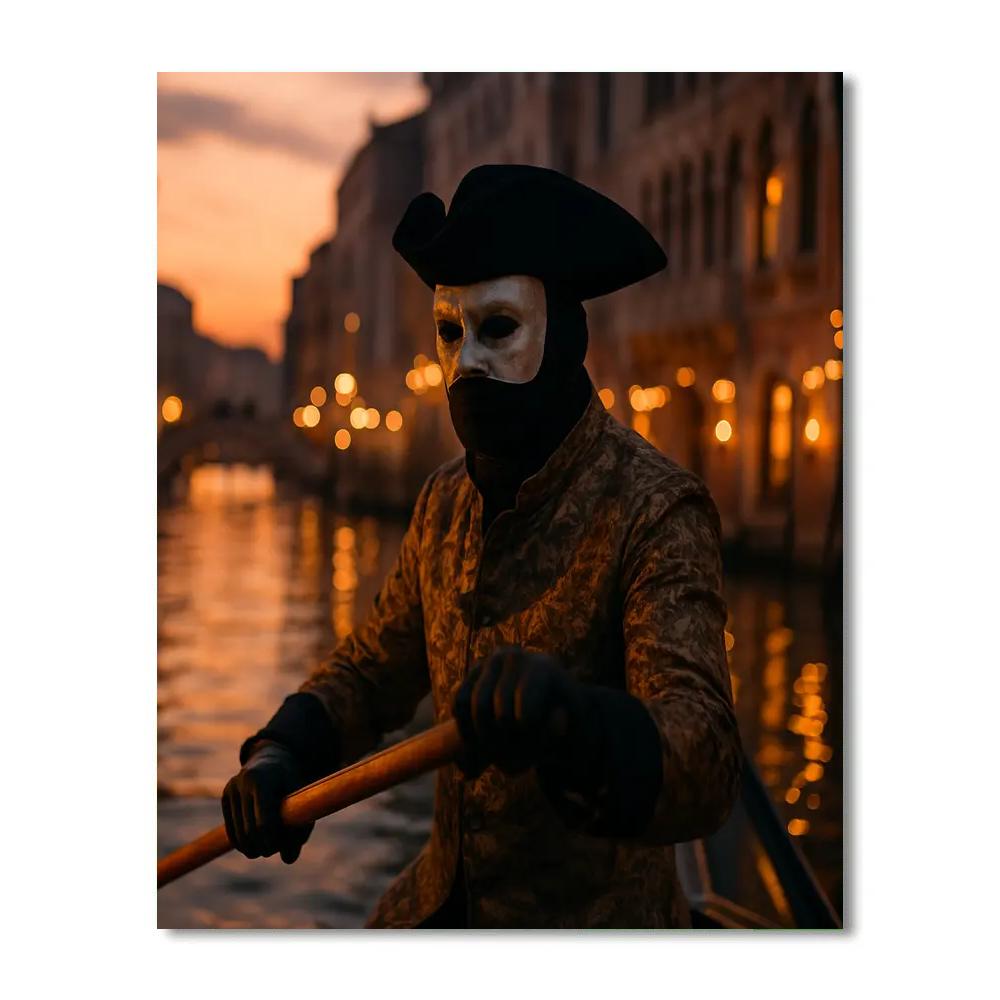 Venetian Carnival Masked Gondolier DIY paint by numbers