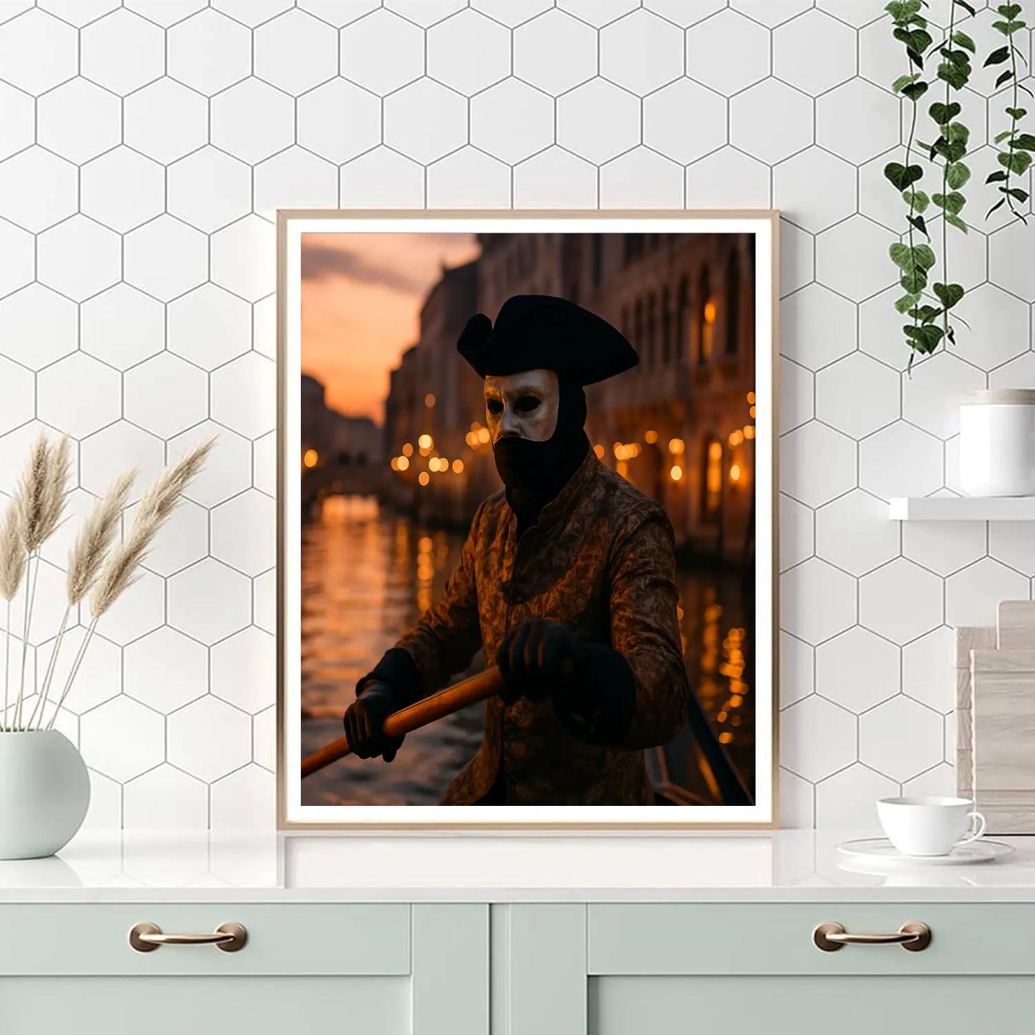 Venetian Carnival Masked Gondolier DIY paint by numbers