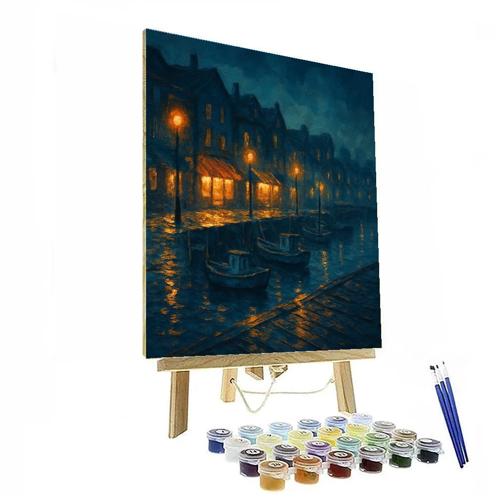Midnight Harbor With Gentle Brushwork paint by numbers