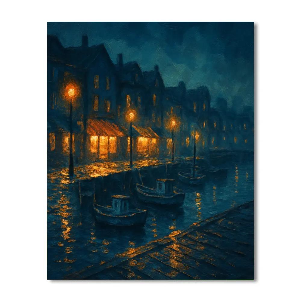 Midnight Harbor With Gentle Brushwork paint by numbers