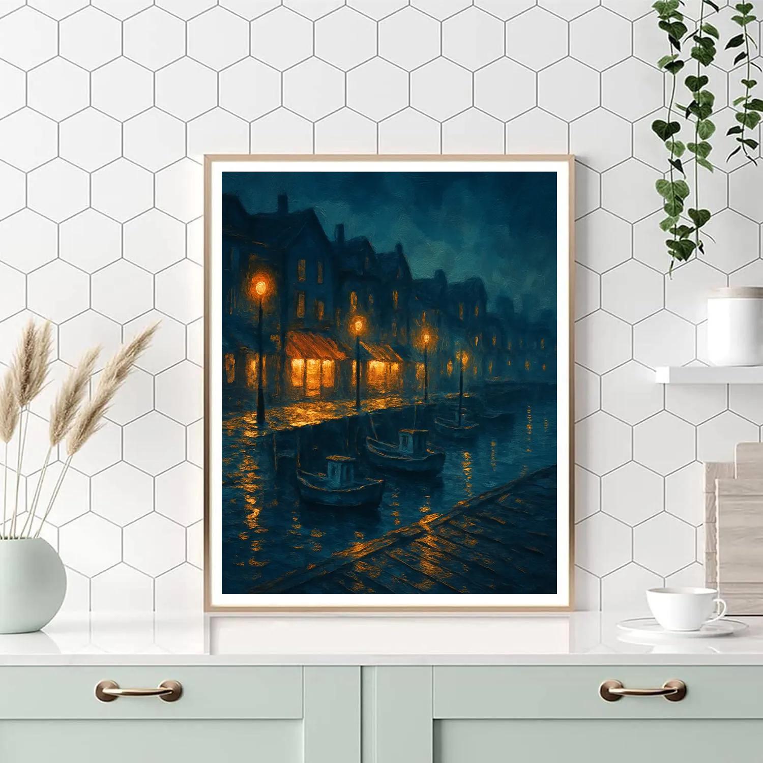 Midnight Harbor With Gentle Brushwork paint by numbers