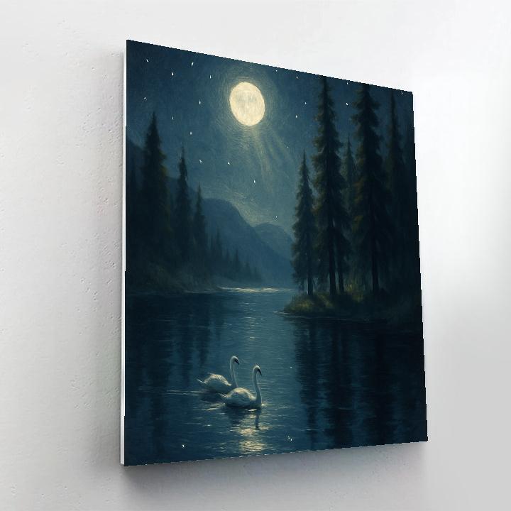 Moonlit Pines On Quiet Water Paint by numbers kits