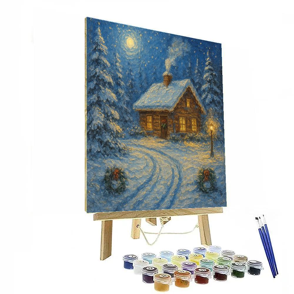 Cabin With Golden Smoke Numbered painting kits