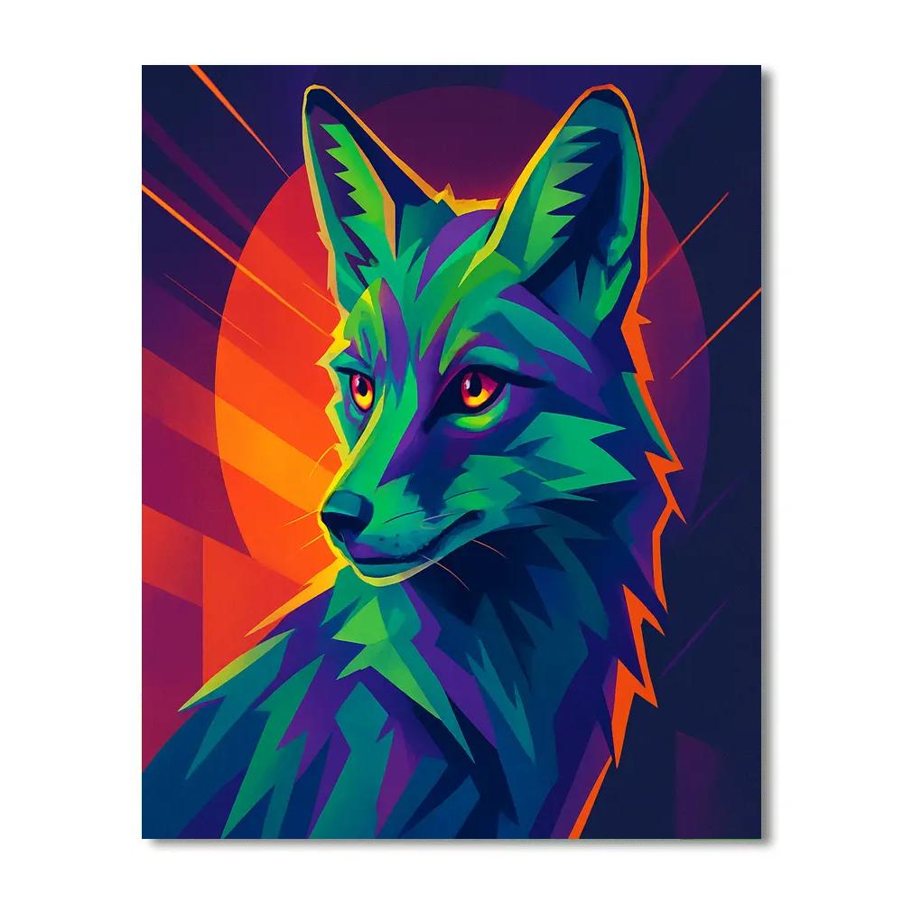 Fox In Fiery Color Blocking paint by numbers