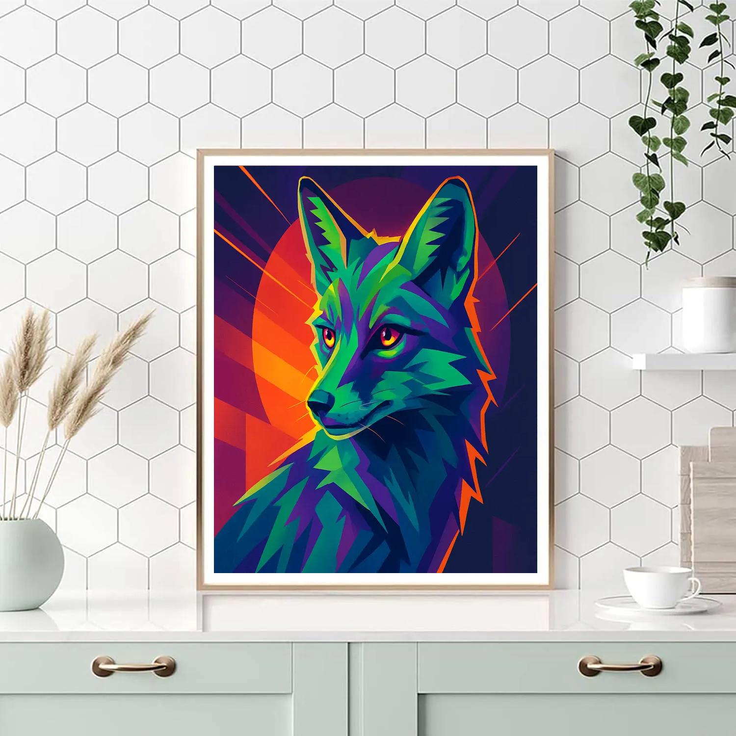 Fox In Fiery Color Blocking paint by numbers