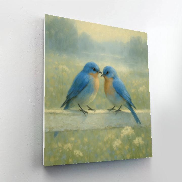 Bluebird Fence Morning Harmony Number painting
