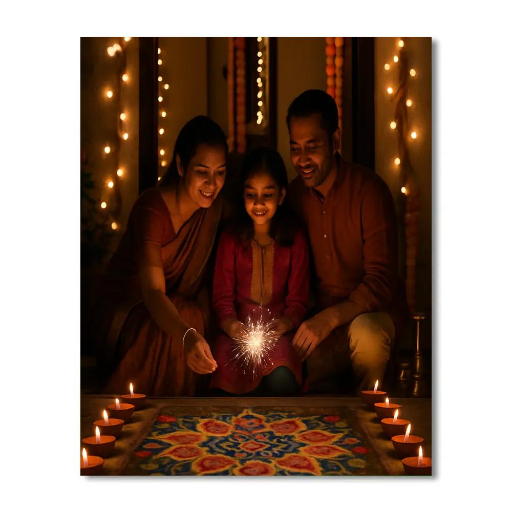 Diwali Doorstep With Diyas DIY paint by numbers