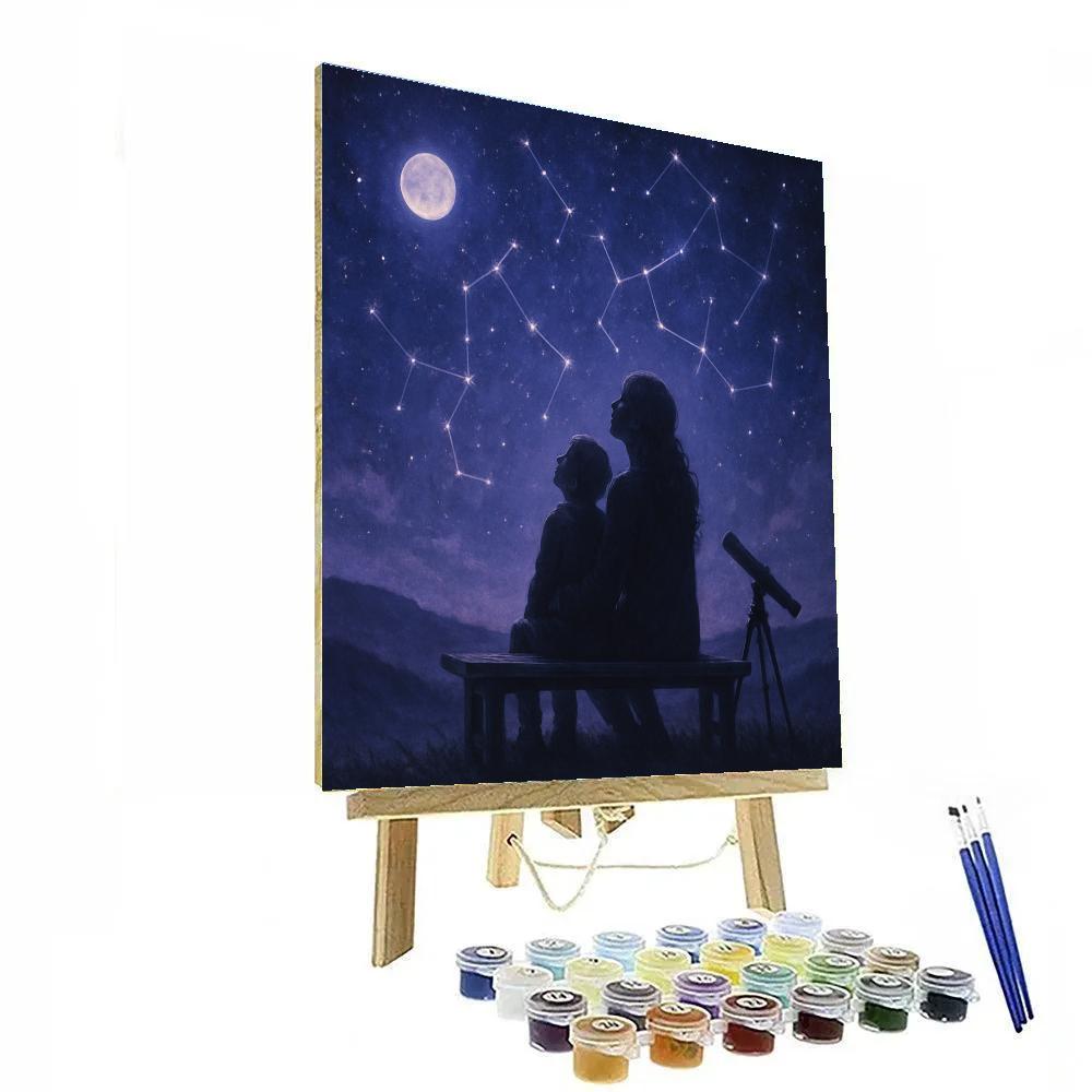 Mother And Child Stargazing Bench Paint by numbers art