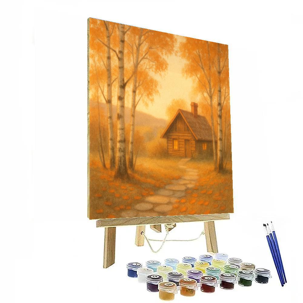 Cottage Among Birch Trees paint by numbers