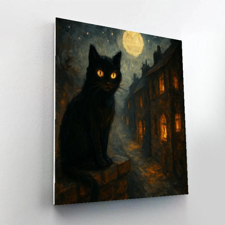 Starlit Black Cat Alley paint by number
