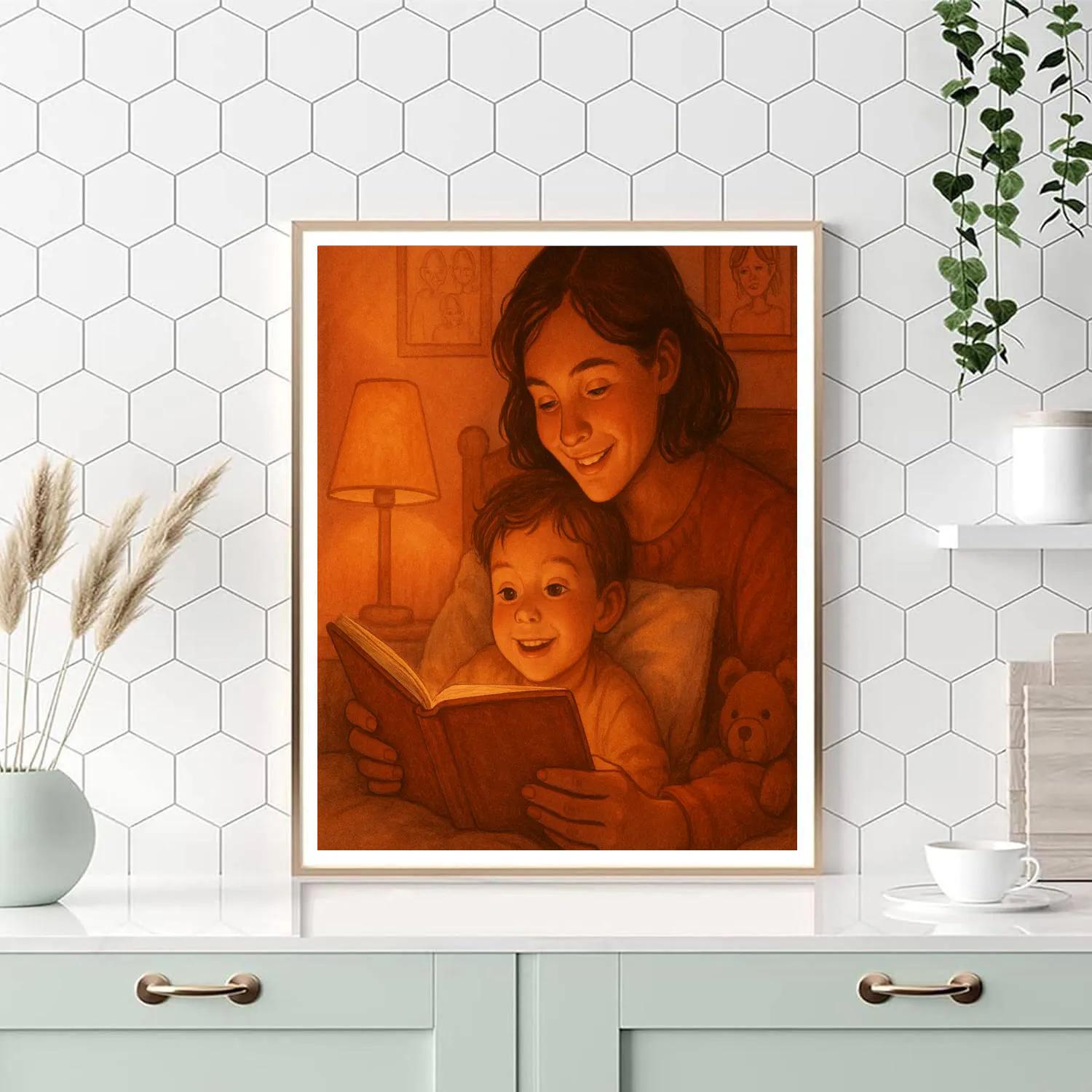 Bedtime Story Glow With Mother DIY paint by numbers