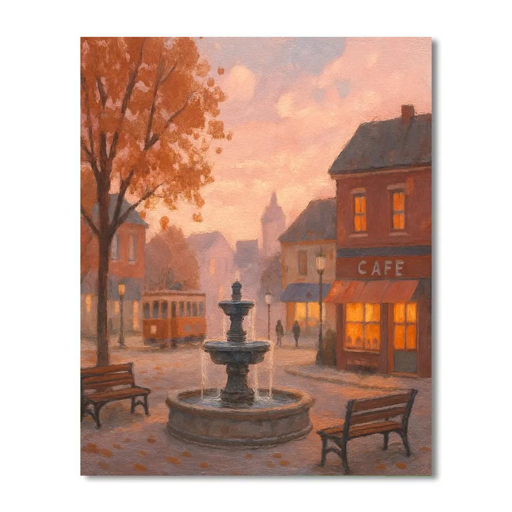 Morning Square With Cozy Acrylic Brushwork painting number kit