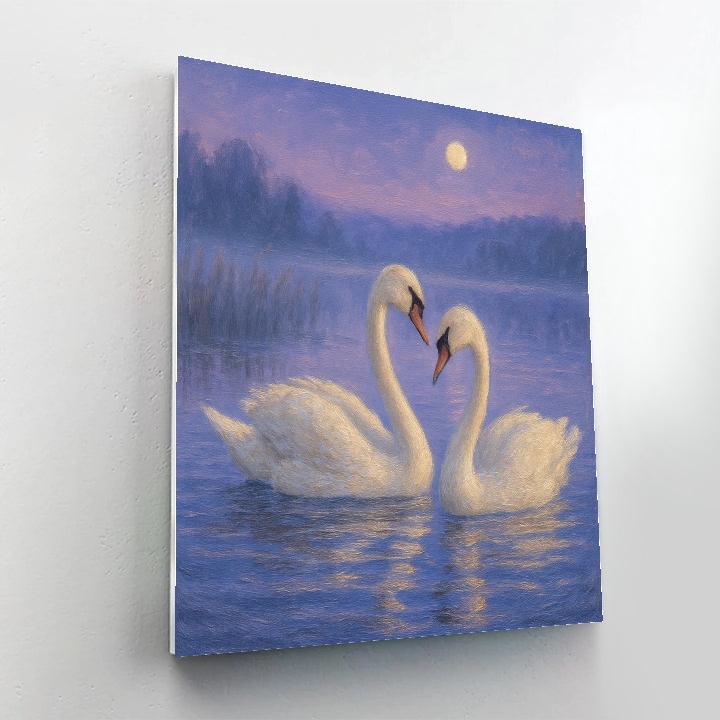 Misty Swan Lake Twilight Numbered painting kits